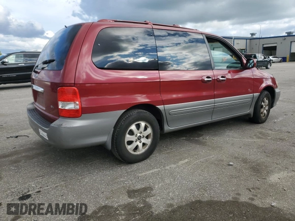2005 Kia Sedona LX with VIN KNDUP131056614364, listed as a Copart auction lot 73935454 with 149,420 mi miles and Salvage Title. Bid and sale history available at carsss.com. Image 3.
