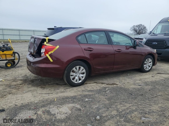 2012 Honda Civic Sdn LX with VIN 19XFB2F59CE108969, listed as a Copart auction lot 51799705 with 133,351 mi miles and Clean Title. Bid and sale history available at carsss.com. Image 3.