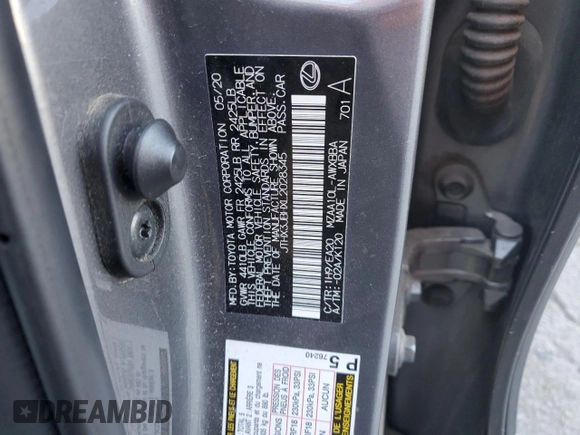 2020 Lexus UX with VIN JTHX3JBHXL2028345, listed as a Copart auction lot 77428604 with 67,892 mi miles and Clean Title. Bid and sale history available at carsss.com. Image 12.