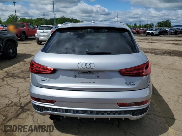2017 Audi Q3 Prestige with VIN WA1GCCFS0HR005569, listed as a Copart auction lot 57902185 with 89,900 mi miles and Salvage title. Bid and sale history available at DreamBid. Image 6.