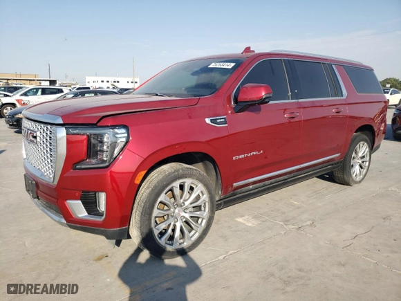 2021 GMC Yukon XL Denali with VIN 1GKS2JKL8MR201361, listed as a Copart auction lot 75253414 with 0 mi miles and Salvage Title. Bid and sale history available at carsss.com. Image 1.