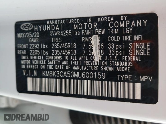 2021 Hyundai Kona Limited with VIN KM8K3CA53MU600159, listed as a Copart auction lot 51755675 with 93,004 mi miles and Salvage Title. Bid and sale history available at carsss.com. Image 12.