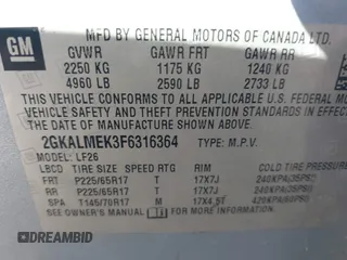 2015 GMC Terrain SLE z VIN 2GKALMEK3F6316364, wystawiony jako IAAI lot #41668525 z przebiegiem 180 472 mil mil oraz . Historia ofert i sprzedaży dostępna na DreamBid. Obrazek 9.