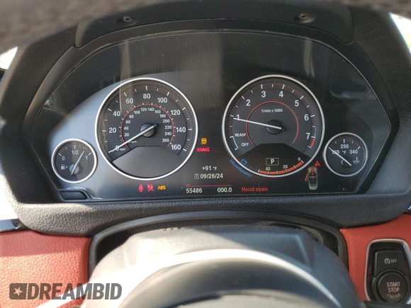 2016 BMW 4 Series 435i with VIN WBA3T3C57G5A42322, listed as a Copart auction lot 72285164 with 55,486 mi miles and Salvage title. Bid and sale history available at DreamBid. Image 9.