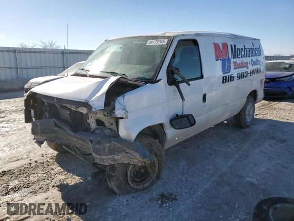 2013 Ford Econoline Cargo Commercial with VIN 1FTSE3EL9DDB11319, listed as a Copart auction lot 89179705 with Not Provided miles and Salvage Title. Bid and sale history available at carsss.com. Image 1.