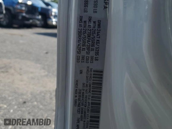 2017 Ram ProMaster City Cargo Tradesman z VIN ZFBERFAB7H6E71317, wystawiony jako Copart lot #59915055 z przebiegiem 93 183 mil mil oraz Szkoda całkowita • Salvage title. Historia ofert i sprzedaży dostępna na DreamBid. Obrazek 13.