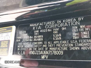2022 Kia Soul LX with VIN KNDJ23AU6N7178009, listed as a IAAI auction lot 42066632 with 58,861 mi miles and . Bid and sale history available at DreamBid. Image 9.