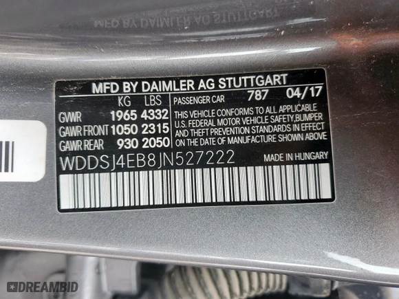 2018 Mercedes-Benz CLA with VIN WDDSJ4EB8JN527222, listed as a Copart auction lot 51332575 with 73,759 mi miles and Salvage Title. Bid and sale history available at carsss.com. Image 12.