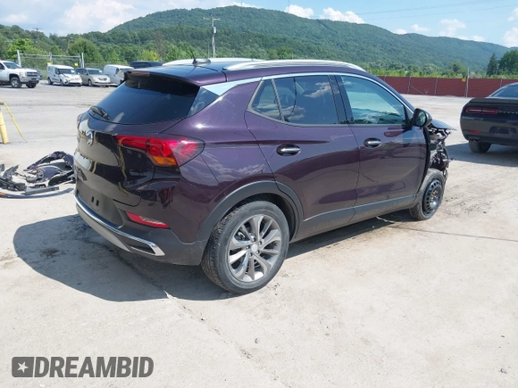 2021 Buick Encore GX Essence with VIN KL4MMGSL0MB138843, listed as a IAAI auction lot 42605890 with 34,850 mi miles and . Bid and sale history available at DreamBid. Image 4.