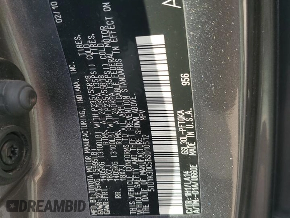 2011 Toyota Sienna XLE AAS with VIN 5TDYK3DC5BS010512, listed as a Copart auction lot 58614775 with 215,020 mi miles and Clean title. Bid and sale history available at DreamBid. Image 14.