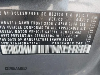 2012 Volkswagen Jetta SEL с VIN 3VWLX7AJ4CM471141, выставлен на аукционе IAAI как лот 42276054 с пробегом 143 196 миль миль и . История ставок и продаж доступна на DreamBid. Изображение 9.