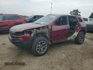 2020 Jeep Cherokee Trailhawk Elite with VIN 1C4PJMBN2LD594471, listed as a Copart auction lot 67648754 with 55,601 mi miles and Salvage title. Bid and sale history available at DreamBid. Image 1.