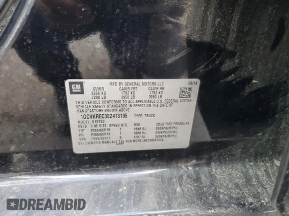 2014 Chevrolet Silverado 1500 LT with VIN 1GCVKREC3EZ413105, listed as a Copart auction lot 56139875 with 99,376 mi miles and Clean Title. Bid and sale history available at DreamBid. Image 12.