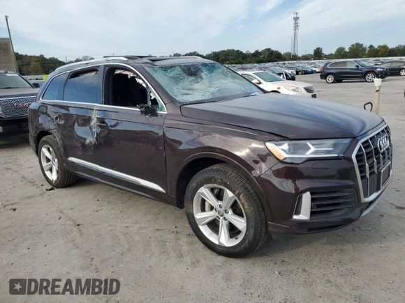 2020 Audi Q7 Premium z VIN WA1AXAF73LD006991, wystawiony jako Copart lot #75948974 z przebiegiem Nie podano mil oraz Szkoda całkowita • Salvage title. Historia ofert i sprzedaży dostępna na DreamBid. Obrazek 4.