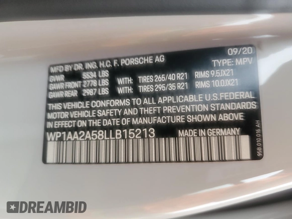 2020 Porsche Macan z VIN WP1AA2A58LLB15213, wystawiony jako Copart lot #51792865 z przebiegiem 26 990 mil mil oraz Szkoda całkowita • Salvage title. Historia ofert i sprzedaży dostępna na DreamBid. Obrazek 13.