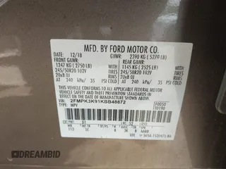 2019 Ford Edge Titanium z VIN 2FMPK3K91KBB48872, wystawiony jako IAAI lot #42020383 z przebiegiem 79 612 mil mil oraz . Historia ofert i sprzedaży dostępna na DreamBid. Obrazek 9.