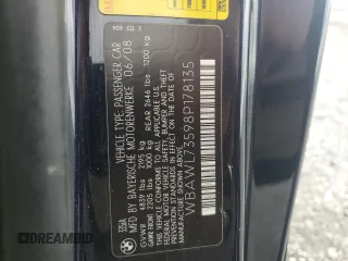 2008 BMW 3 Series 335i with VIN WBAWL73598P178135, listed as a Copart auction lot 50607165 with 121,091 mi miles and Salvage title. Bid and sale history available at DreamBid. Image 14.