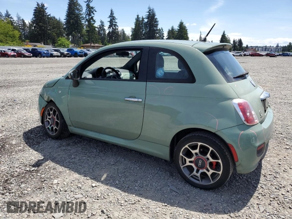 2014 FIAT 500 Sport with VIN 3C3CFFBR6ET229517, listed as a Copart auction lot 57335715 with 135,541 mi miles and Salvage title. Bid and sale history available at DreamBid. Image 2.