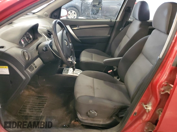 2009 Chevrolet Aveo 1LT with VIN KL1TD66E19B311906, listed as a Copart auction lot 58667965 with 108,441 mi miles and Clean title. Bid and sale history available at DreamBid. Image 7.