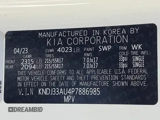 2023 Kia Soul EX with VIN KNDJ33AU4P7886985, listed as a IAAI auction lot 41874410 with 19,124 mi miles. Bid and sale history available at carsss.com. Image 9.