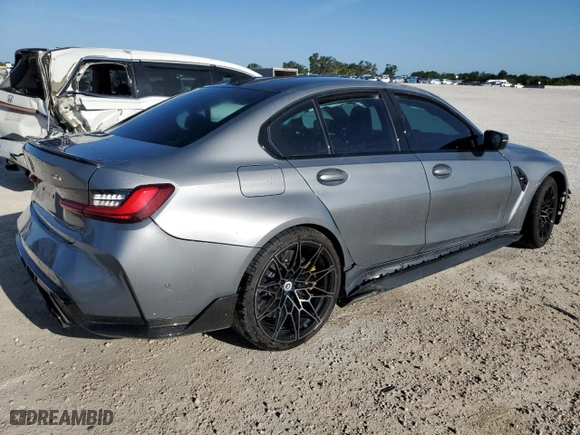 2023 BMW M3 with VIN WBS53AY08PFP08696, listed as a Copart auction lot 50433723 with 2,855 mi miles and Non Repairable. Bid and sale history available at carsss.com. Image 3.