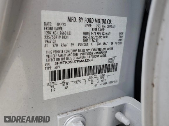 2023 Ford Mustang Mach-E Premium with VIN 3FMTK3SU7PMA32536, listed as a Copart auction lot 47408665 with 16,978 mi miles and Salvage Title. Bid and sale history available at DreamBid. Image 13.