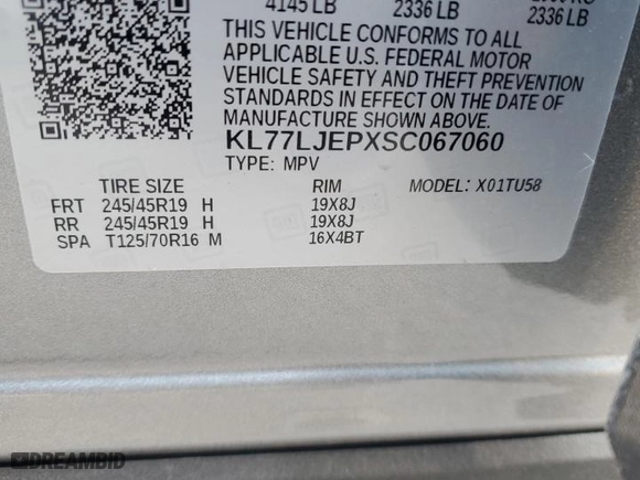 2025 Chevrolet Trax 2RS with VIN KL77LJEPXSC067060, listed as a Copart auction lot 83659584 with 720 mi miles and Salvage Title. Bid and sale history available at carsss.com. Image 16.