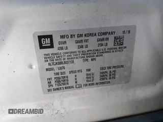 2020 Chevrolet Trax LS with VIN KL7CJKSB8LB037128, listed as a IAAI auction lot 41761398 with 134,909 mi miles. Bid and sale history available at carsss.com. Image 9.