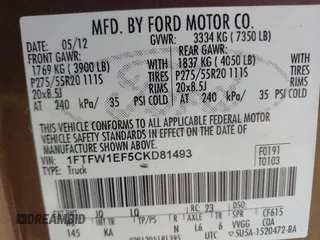 2012 Ford F-150 XL with VIN 1FTFW1EF5CKD81493, listed as a IAAI auction lot 41664846 with 213,004 mi miles. Bid and sale history available at carsss.com. Image 9.