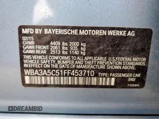 2015 BMW 3 Series 328i with VIN WBA3A5C51FF453710, listed as a Copart auction lot 58713295 with 186,395 mi miles and Salvage title. Bid and sale history available at DreamBid. Image 13.
