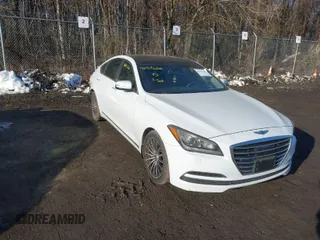 2015 Hyundai Genesis 3.8L with VIN KMHGN4JE7FU023547, listed as a IAAI auction lot 41457666 with 158,255 mi miles. Bid and sale history available at carsss.com. Image 1.