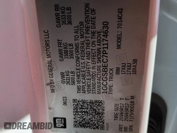 2023 Chevrolet Colorado 2WD Work Truck z VIN 1GCGSBEC7P1174630, wystawiony jako Copart lot #61053045 z przebiegiem 14 843 mil mil oraz Czysty tytuł • Clean title. Historia ofert i sprzedaży dostępna na DreamBid. Obrazek 12.