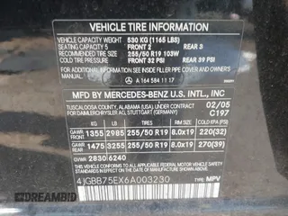 2006 Mercedes-Benz M 500 z VIN 4JGBB75EX6A003230, wystawiony jako IAAI lot #41847416 z przebiegiem 107 682 mil mil oraz . Historia ofert i sprzedaży dostępna na DreamBid. Obrazek 9.