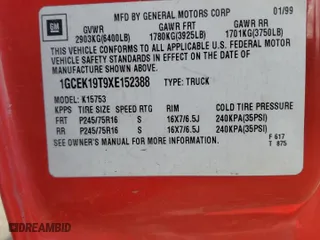 1999 Chevrolet Silverado 1500 LT with VIN 1GCEK19T9XE152388, listed as a Copart auction lot 44452325 with 242,073 mi miles and Salvage Title. Bid and sale history available at carsss.com. Image 12.