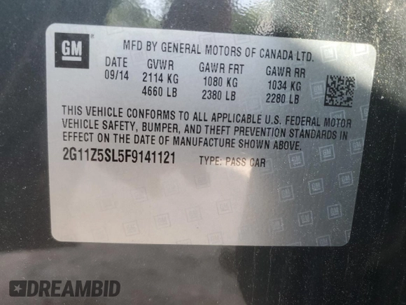 2015 Chevrolet Impala LS with VIN 2G11Z5SL5F9141121, listed as a Copart auction lot 52216495 with 205,317 mi miles and Salvage Title. Bid and sale history available at DreamBid. Image 12.