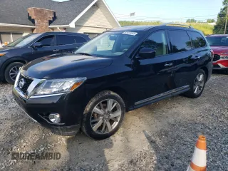 2015 Nissan Pathfinder Platinum with VIN 5N1AR2MM3FC697539, listed as a Copart auction lot 63624355 with 97,370 mi miles and Salvage title. Bid and sale history available at DreamBid. Image 1.