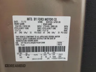 2014 Ford F-150 XL with VIN 1FTEX1CM2EFA41398, listed as a Copart auction lot 58332005 with 131,917 mi miles and Salvage title. Bid and sale history available at DreamBid. Image 13.