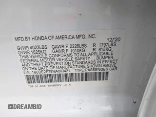 2021 Acura ILX Premium with VIN 19UDE2F79MA003421, listed as a IAAI auction lot 41163627 with 52,774 mi miles and . Bid and sale history available at DreamBid. Image 9.