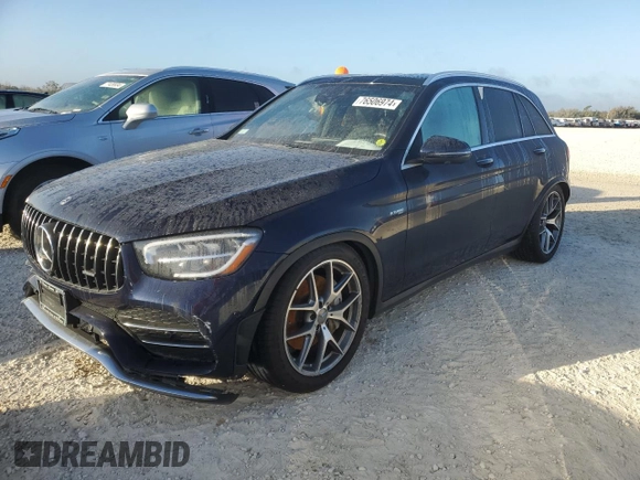 2020 Mercedes-Benz GLC with VIN W1N0G6EB0LF801501, listed as a Copart auction lot 76506974 with 0 mi miles and Salvage Title. Bid and sale history available at carsss.com. Image 1.