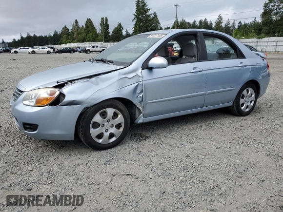 2008 Kia Spectra EX z VIN KNAFE121085529600, wystawiony jako Copart lot #59727105 z przebiegiem 132 306 mil mil oraz Szkoda całkowita • Salvage title. Historia ofert i sprzedaży dostępna na DreamBid. Obrazek 1.