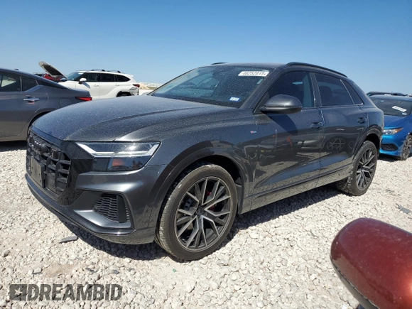 2020 Audi Q8 Premium Plus with VIN WA1EVAF13LD022210, listed as a Copart auction lot 48252815 with 50,034 mi miles and Salvage Title. Bid and sale history available at carsss.com. Image 1.