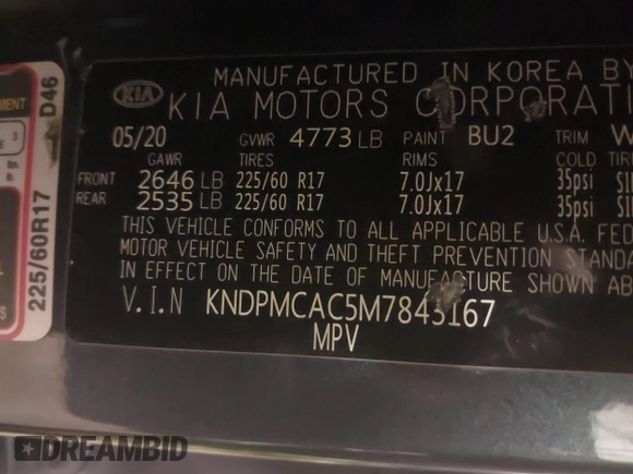 2021 Kia Sportage LX with VIN KNDPMCAC5M7843167, listed as a IAAI auction lot 41739661 with 138,372 mi miles and . Bid and sale history available at carsss.com. Image 9.