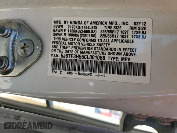 2012 Honda Crosstour EX-L z VIN 5J6TF3H55CL001056, wystawiony jako Copart lot #53894375 z przebiegiem 125 993 mil mil oraz Szkoda całkowita • Salvage title. Historia ofert i sprzedaży dostępna na DreamBid. Obrazek 13.