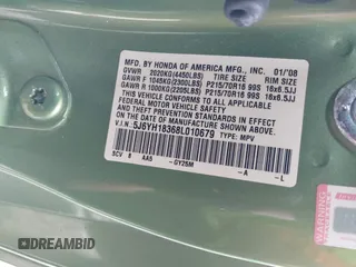 2008 Honda Element LX with VIN 5J6YH18368L010679, listed as a IAAI auction lot 42035414 with 181,301 mi miles and . Bid and sale history available at DreamBid. Image 9.