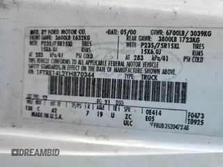 2000 Ford Econoline Cargo z VIN 1FTRE14L2YHB70344, wystawiony jako Copart lot #87704865 z przebiegiem 179 233 mil mil oraz Nie do naprawy. Historia ofert i sprzedaży dostępna na DreamBid. Obrazek 13.