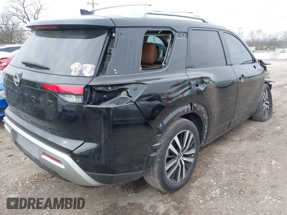 2023 Nissan Pathfinder Platinum with VIN 5N1DR3DG6PC257054, listed as a IAAI auction lot 41565552 with 9,952 mi miles and . Bid and sale history available at DreamBid. Image 4.