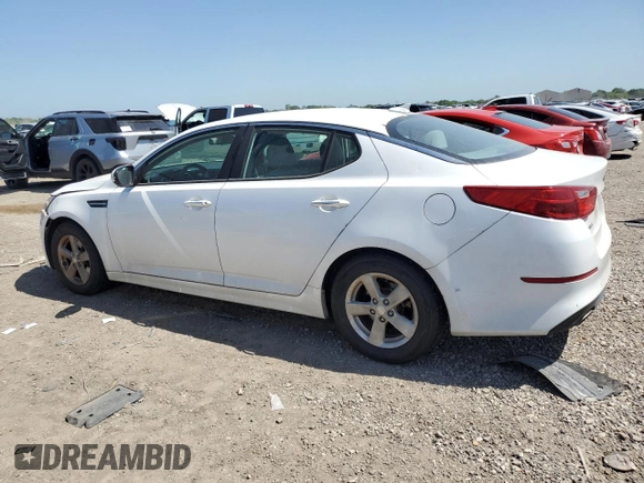 2015 Kia Optima LX with VIN KNAGM4A7XF5655314, listed as a Copart auction lot 52334595 with 120,440 mi miles and Salvage Title. Bid and sale history available at carsss.com. Image 2.