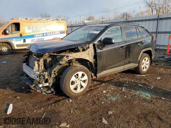 2019 Toyota RAV4 LE with VIN 2T3H1RFV2KW018702, listed as a Copart auction lot 46833775 with 107,186 mi miles and Salvage Title. Bid and sale history available at carsss.com. Image 1.