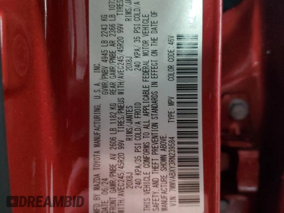 2024 Mazda CX-50 2.5 Turbo with VIN 7MMVABXY3RN239584, listed as a Copart auction lot 88502025 with Not Provided miles and Salvage Title. Bid and sale history available at DreamBid. Image 15.