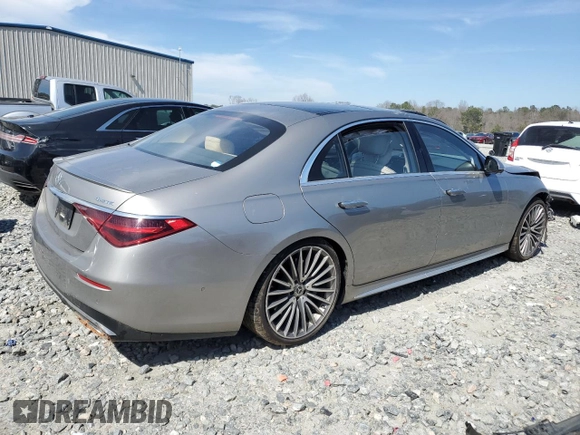 2021 Mercedes-Benz S 580 with VIN W1K6G7GB3MA056414, listed as a Copart auction lot 47523345 with Not Provided miles and Salvage Title. Bid and sale history available at DreamBid. Image 3.